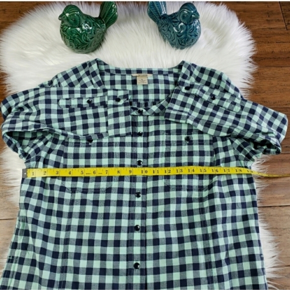 Duluth Trading Co ORGANIC cotton pocket plaid shirt top Medium - Picture 7 of 11
